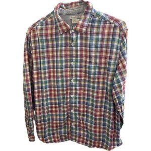 Carbon 2 Cobalt Shirt Mens Large  Colorful Plaid Check Button-Up Long Sleeve